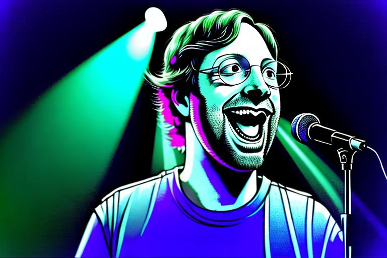 Prompt: Portrait of Page McConnell from Phish with balding hair and with smiling face, singing, keyboard background, perfect composition, hyperrealistic, super detailed, 8k, high quality, trending art, trending on artstation, sharp focus, studio photo, intricate details, highly detailed, by Steven Robbins 