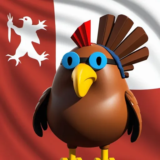 Prompt: draw me a roblox character on the Turkey flag