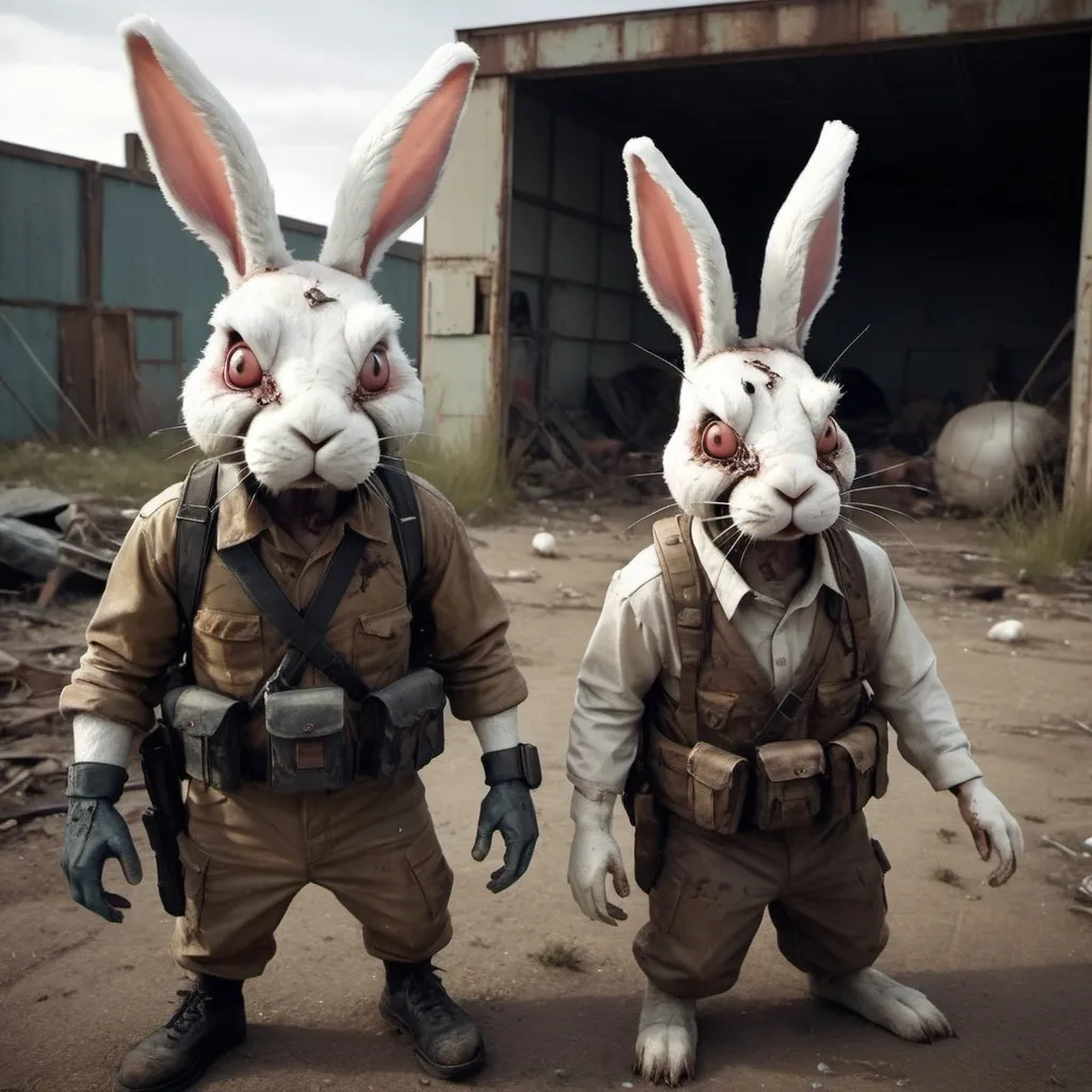 Prompt: scary mutant rabbits in a post-apocalyptic wasteland