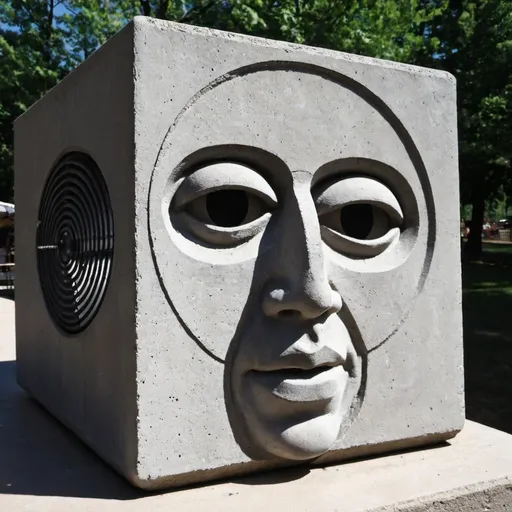 Prompt: radio face. in outdoor theater. concrete. 