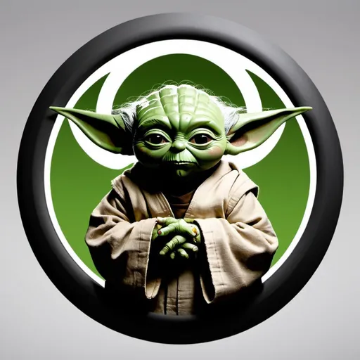 Prompt: use the toyota brand logo, but add yoda ears to the outside of the outer ring the logo and ears should be yoda green