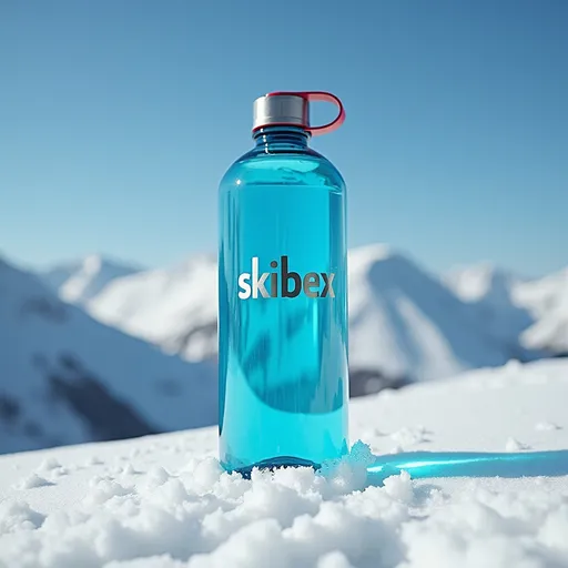 Prompt: water in bottle  on bottle text "skibex"