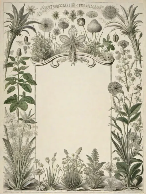 Prompt: a picture of a bunch of different plants and flowers on a sheet of paper, Ernst Haeckel, aestheticism, illustration, an illustration of 19th century naturalists, 19th century books