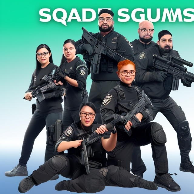 Prompt: Squad Games SHOOT.