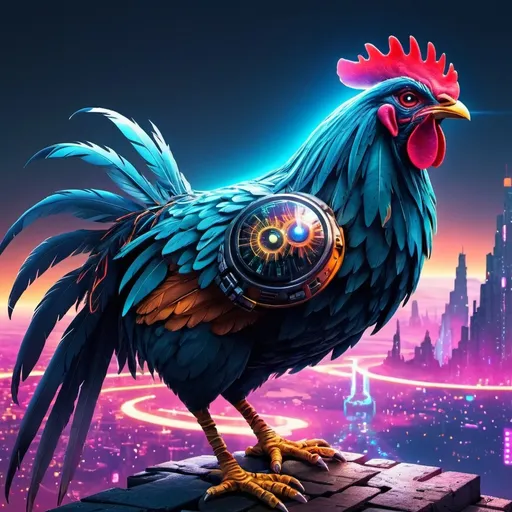 Prompt: A Chicken With Laser Blasters And A Cybernetic Eye. 