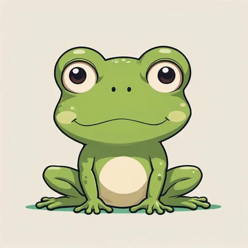 Prompt: Frog character, Yoshitomo nara style illustration, studio ghibli colors, simple