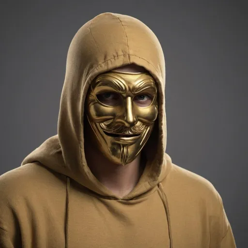 Prompt: A logo of a realistic man wearing gold cloth thief mask fully covered face 4k 