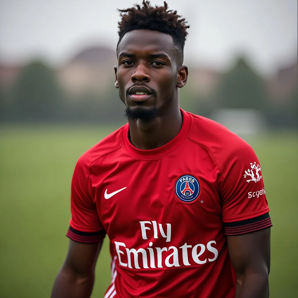 Prompt: Make ousmane demble the footballer make him wear a psg kit