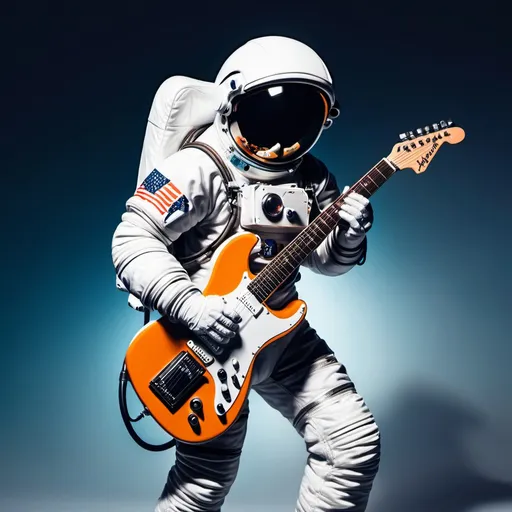 Prompt: an astronaut with a electric guitar in his hand