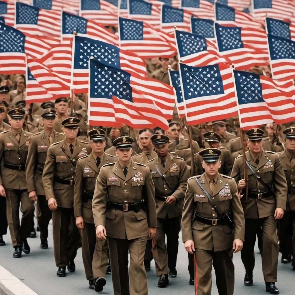 Prompt: Slogan: "Unity Through Conformity: Strength in Uniformity"

Now, for the poster design, you could use bold, patriotic colors like red, white, and blue to evoke a sense of nationalism and unity. Incorporate imagery that symbolizes conformity and uniformity, such as rows of soldiers standing in formation or people marching together in lockstep. You might also include symbols of authority, like flags or emblems, to reinforce the idea of centralized power and control.

In terms of text, use persuasive language that reinforces the message of unity through conformity. Highlight the benefits of conformity, such as stability, security, and collective strength. Emphasize the importance of following the established norms and rules for the greater good of society.







