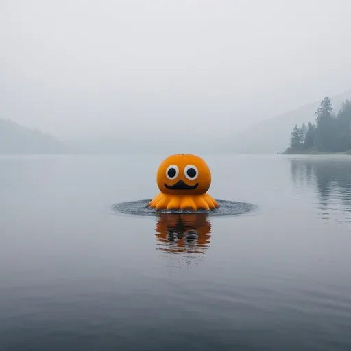 Prompt: A shoopuf in the middle of a misty lake