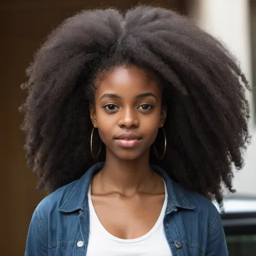 Prompt: black girl with long afro hair