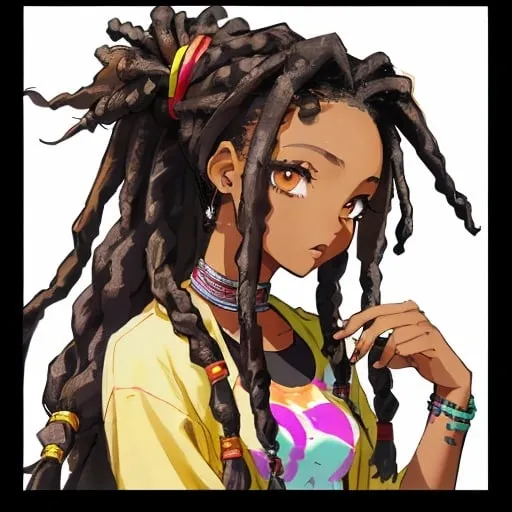 Prompt: a black girl with dread locks