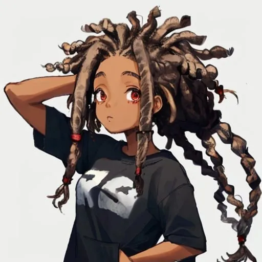 Prompt: a black girl with freeform dread locks
