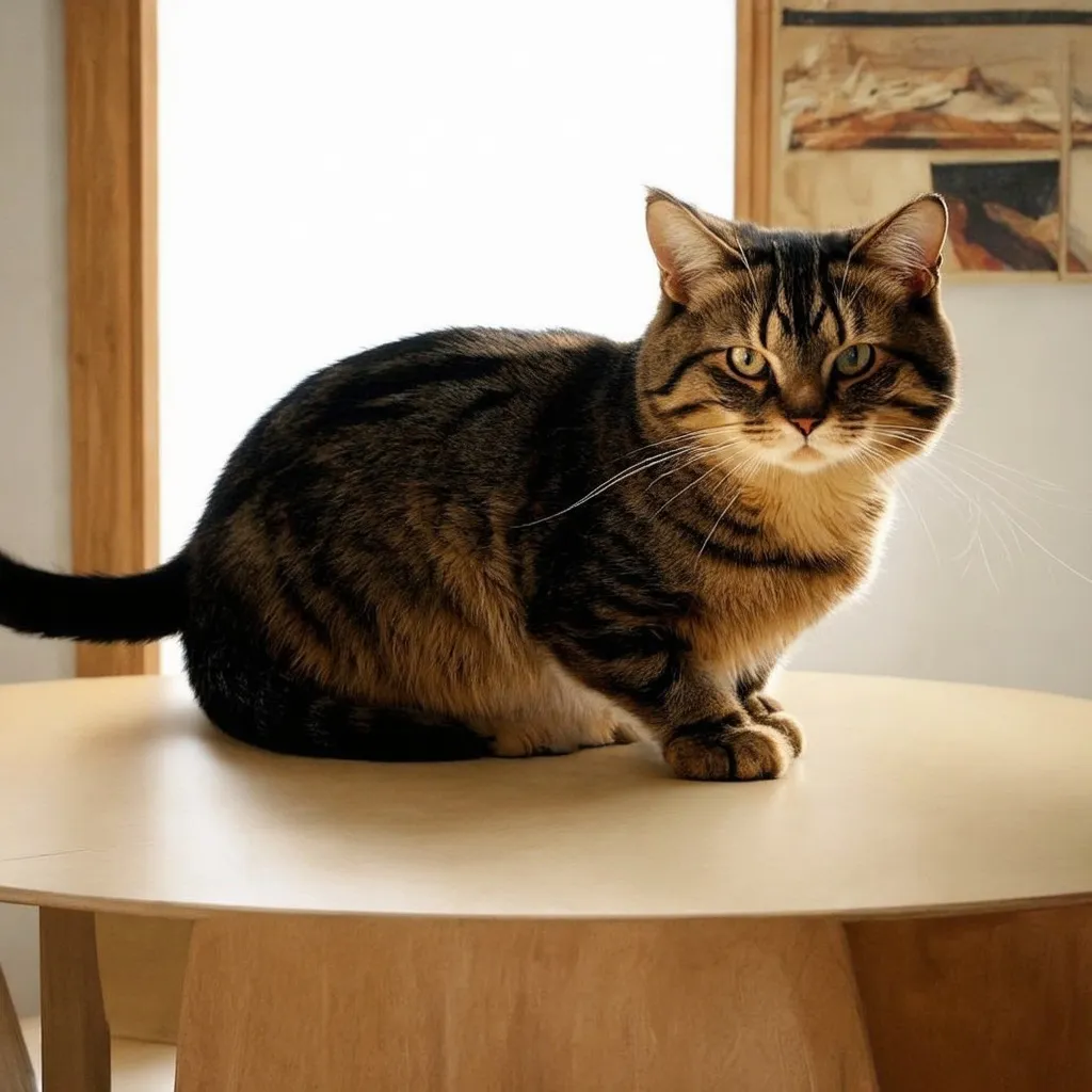 Prompt: a cat is setting on the table