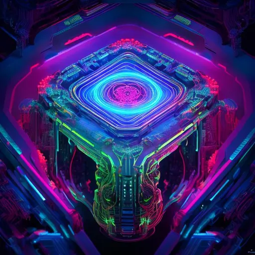 Prompt: Tokamak transformer hologram, futuristic sci-fi style, vibrant neon colors, intricate energy patterns, high-tech holographic projection, intense and dynamic lighting, 4k, ultra-detailed, sci-fi, hologram, futuristic, vibrant neon, intricate patterns, dynamic lighting