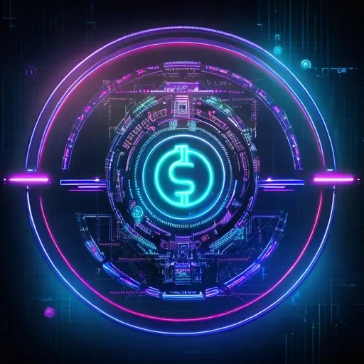 Prompt: Futuristic digital art of a stargate, cryptocurrency theme, glowing neon lights, hi-tech metallic structure, cybernetic details, blockchain technology, vibrant color palette, highres, ultra-detailed, sci-fi, cyberpunk, cryptocurrency, futuristic, neon glow, high-tech design, blockchain, digital art, futuristic lighting, hi-tech structure
