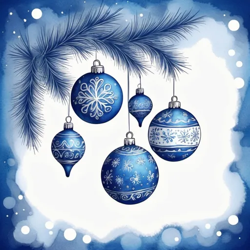 Prompt: Blue christmas new year drawing 