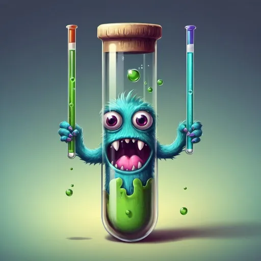Prompt: Test tube , cute monster , art