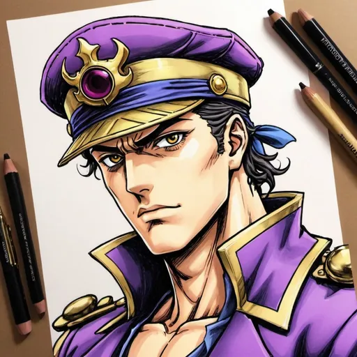 Prompt: Jotaro Joestar sketch extremely detailed wonderfully colored 