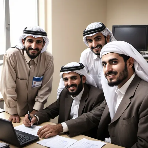 Prompt: charity arab picture 
 men in an office

