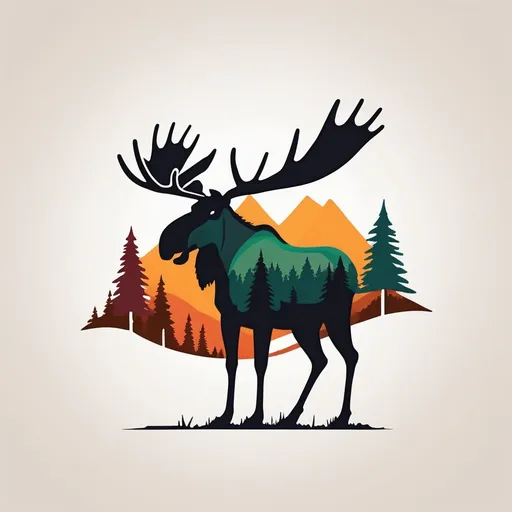 Prompt: create a primitive and simple logo of a moose with lots of color in the Algonquin Woodland style of art