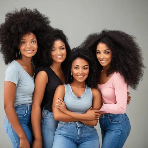 Prompt: Four beautiful black women with natural hair 