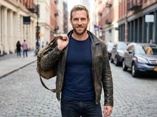 Prompt: Man is a tall, well-proportioned man with broad shoulders and a strong, athletic build shaped by regular workouts at the gym. His green eyes are striking and expressive, drawing attention the moment he looks at someone. His lighter-colored hair is neatly styled, sometimes slightly tousled, giving him a relaxed yet confident appearance.

His beard is well-groomed—thick enough to highlight his masculine facial features, yet carefully trimmed to accentuate his jawline. The way he carries himself reflects discipline and strength, while his smile reveals charm and approachability. He radiates the energy of someone who takes care of himself, enjoys an active lifestyle, and naturally leaves a powerful impression wherever he goes.