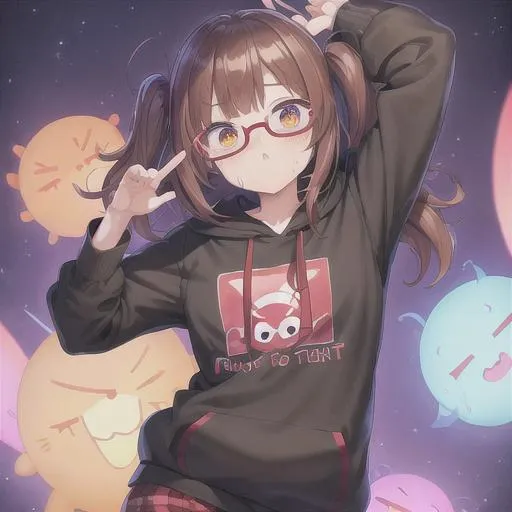 Prompt: best quality, 
cute vtuber Meica Ch.,
big round eyes, 
vibrant dark brown hair,
wearing a hair accesori, Hetereocromia eyes 
 clothing, 
curious face,
unreal engine 5,
2girls
school
baggy shirt,
sweat pants,
hoodie
((, narrow waist))
thighs
glasses
face
hair pin stars
one eyes brow
one eyes green
<lora:kanaMixV3_LoRA128:1> masterpiece, 
best quality, 
ultra-detailed,
 illustration, 
colorful,
 falt color, 
depth of field,
 lens flare, 
1girl, anime, 
sitting, 
red hair,
 looking at viewer,
school, 
classroom, 
pleated miniskirt ,
 school uniform,
detailed skin texture, 
detailed cloth texture, 
beautiful detailed face,