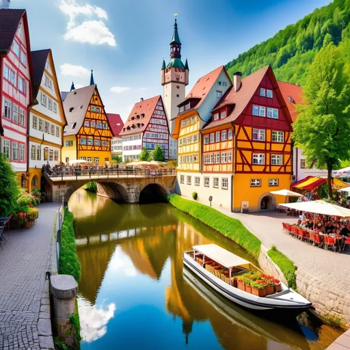 Prompt: best places to visit in Germany, (stunning landscapes), picturesque villages, historic landmarks, (vibrant cities), iconic castles, lively locals, (lush greenery) in countryside, (charming streets) lined with cafes, (historic architecture), panoramic views, serene lakes, (colorful markets), (transportation links), (travel brochure style), warm and inviting atmosphere, ultra-detailed, high-resolution.