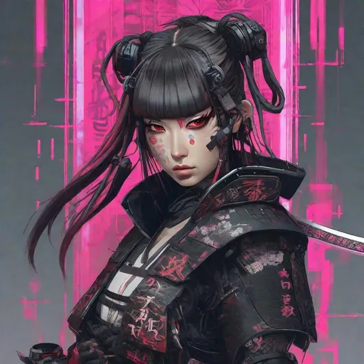 Prompt: Samurai girl cyberpunk 