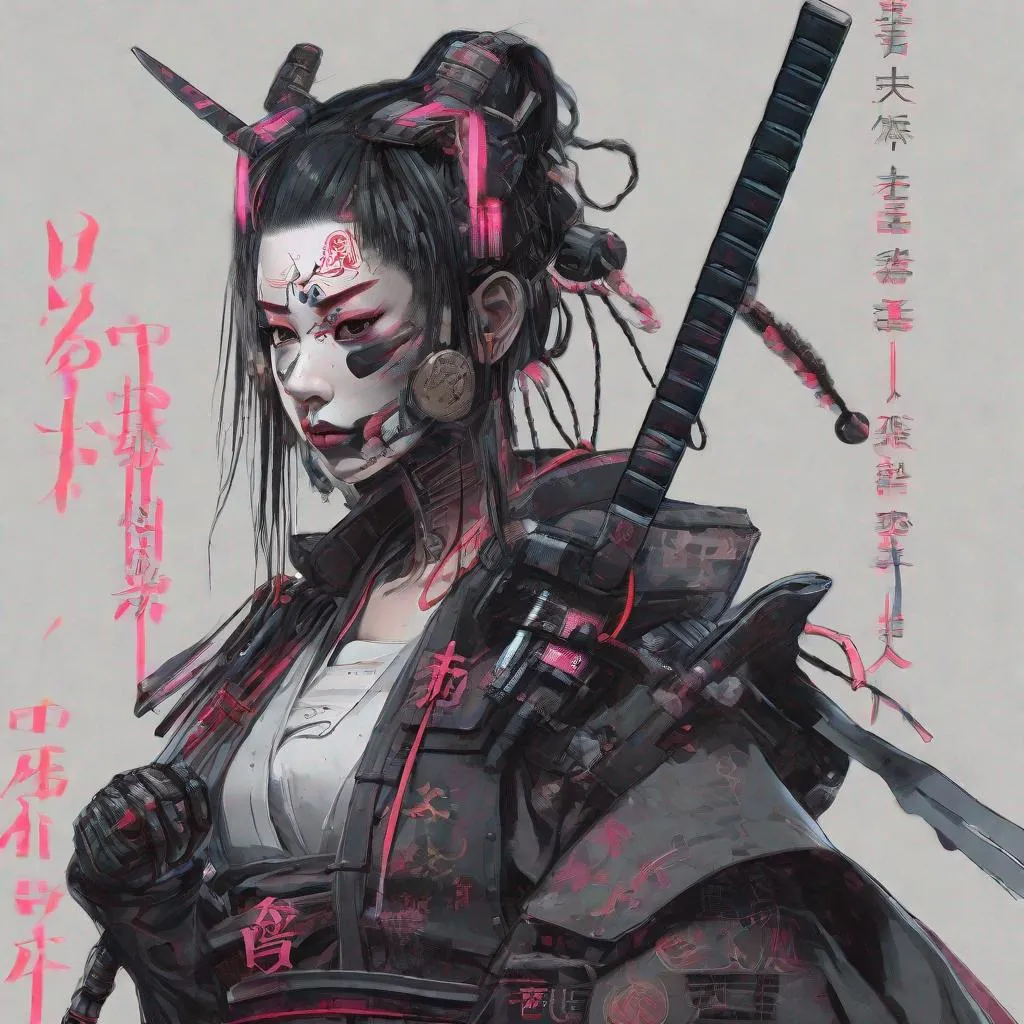 Prompt: Samurai girl cyberpunk 