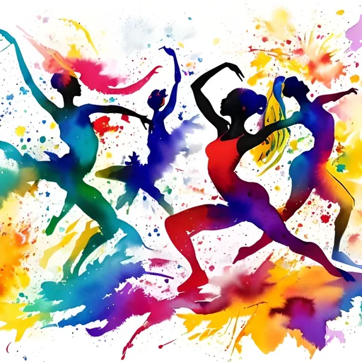 Prompt: Abstract watercolor painting of vibrant Jamaican dancers, colorful, flowing movements, white background, high-quality, watercolor, abstract, vibrant colors, Caribbean vibes, energetic poses, detailed brushwork, lively composition, professional, artistic, fluid transitions, bold strokes, joyful atmosphere