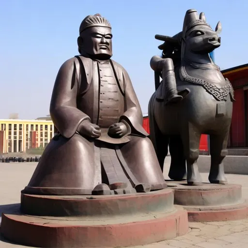 Prompt: Communist Mongolian statue 