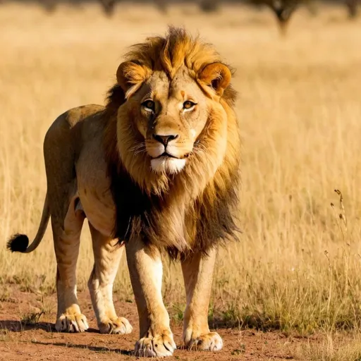 Prompt: lion  in savanna 