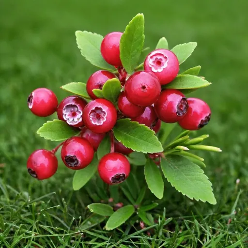 Prompt: cranberry bush on the grass