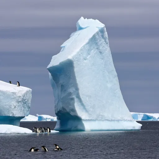 Prompt: iceberg with penguins
