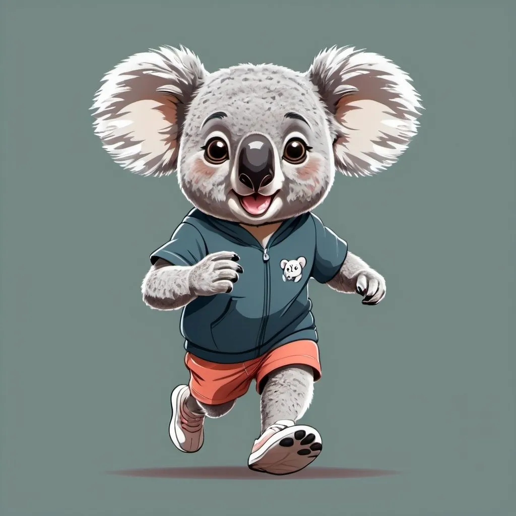 Prompt: Jogging cartoon koala