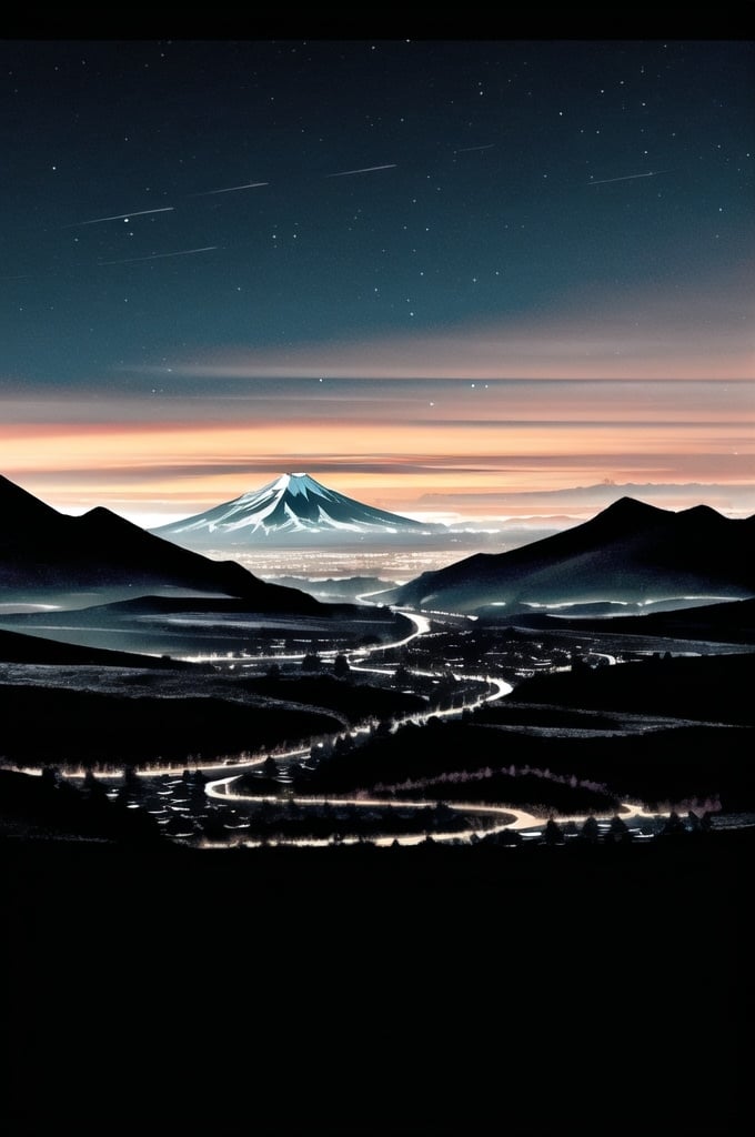 Prompt: *cinematic detail
* Time: Night
* Location: A mountain on the outskirts of Tokyo
* Weather: Clear