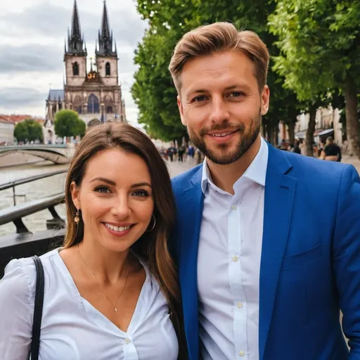 Prompt: A photo of an European couple
