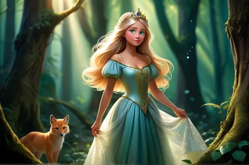 Prompt: 
Em um reino distante, havia uma floresta mágica onde a luz do sol dançava entre as árvores e os animais falavam. Nesse lugar encantado, vivia a Princesa Lúcia, uma jovem de coração puro.