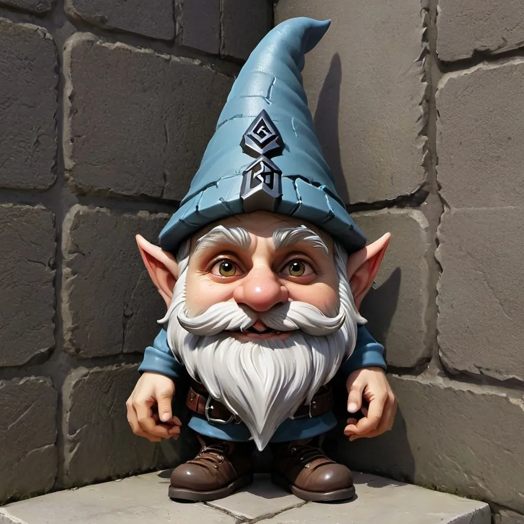 Prompt: Logo of "FaC-BkH" on the corner. RuneScape gnome.