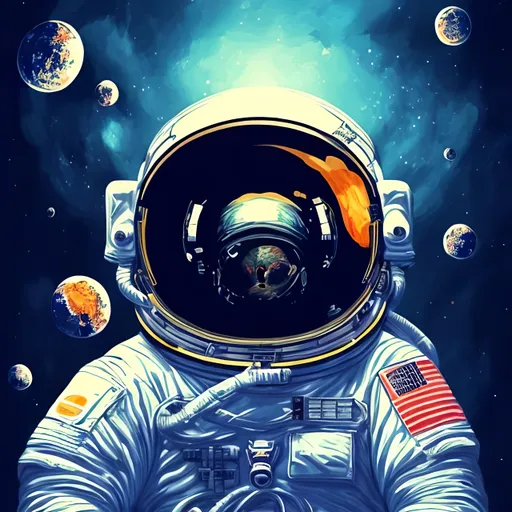 Prompt: an astronaut floating in space, digital art