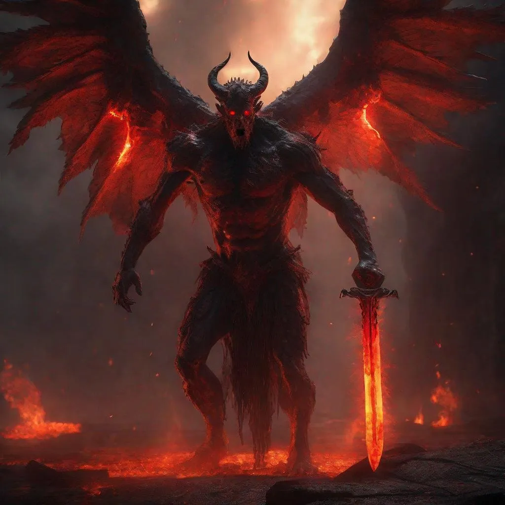 An Ancient Winged Demon, Walking Out Of A Bloodbath,