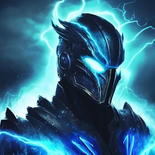 Prompt: sapphire wings, demon, ocean background, shining, masculine, humanoid, sapphire armor, mysterious, face covered, masked helmet, light blue glowing eyes, lightning, storms, whirlpools, huge waves, water, trident, atlantis.