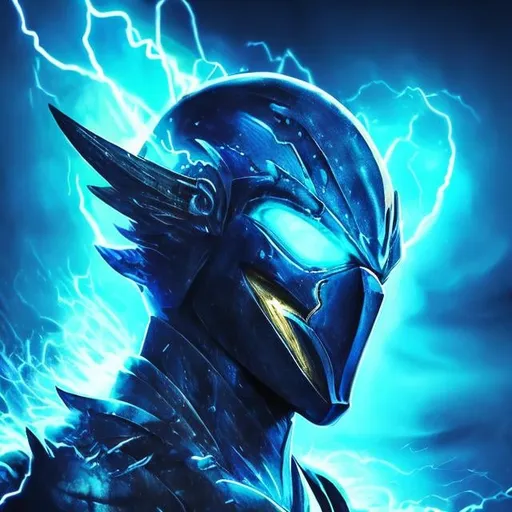 Prompt: sapphire wings, demon, ocean background, shining, masculine, humanoid, sapphire armor, mysterious, face covered, masked helmet, light blue glowing eyes, lightning, storms, whirlpools, huge waves, water, trident, Atlantis.