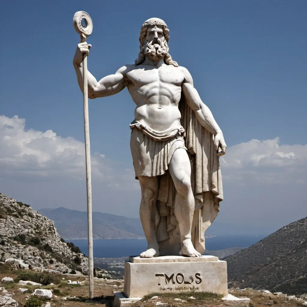 Prompt: Tmolos the Greek primordial god of Mount Tmolos.