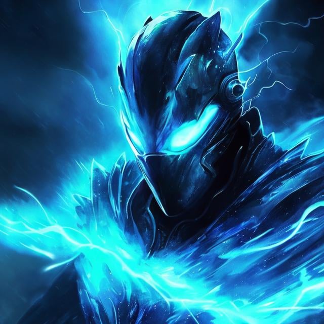 Prompt: sapphire wings, demon, ocean background, shining, masculine, humanoid, sapphire armor, mysterious, face covered, masked helmet, light blue glowing eyes, lightning, storms, whirlpools, huge waves, water, trident, Atlantis.