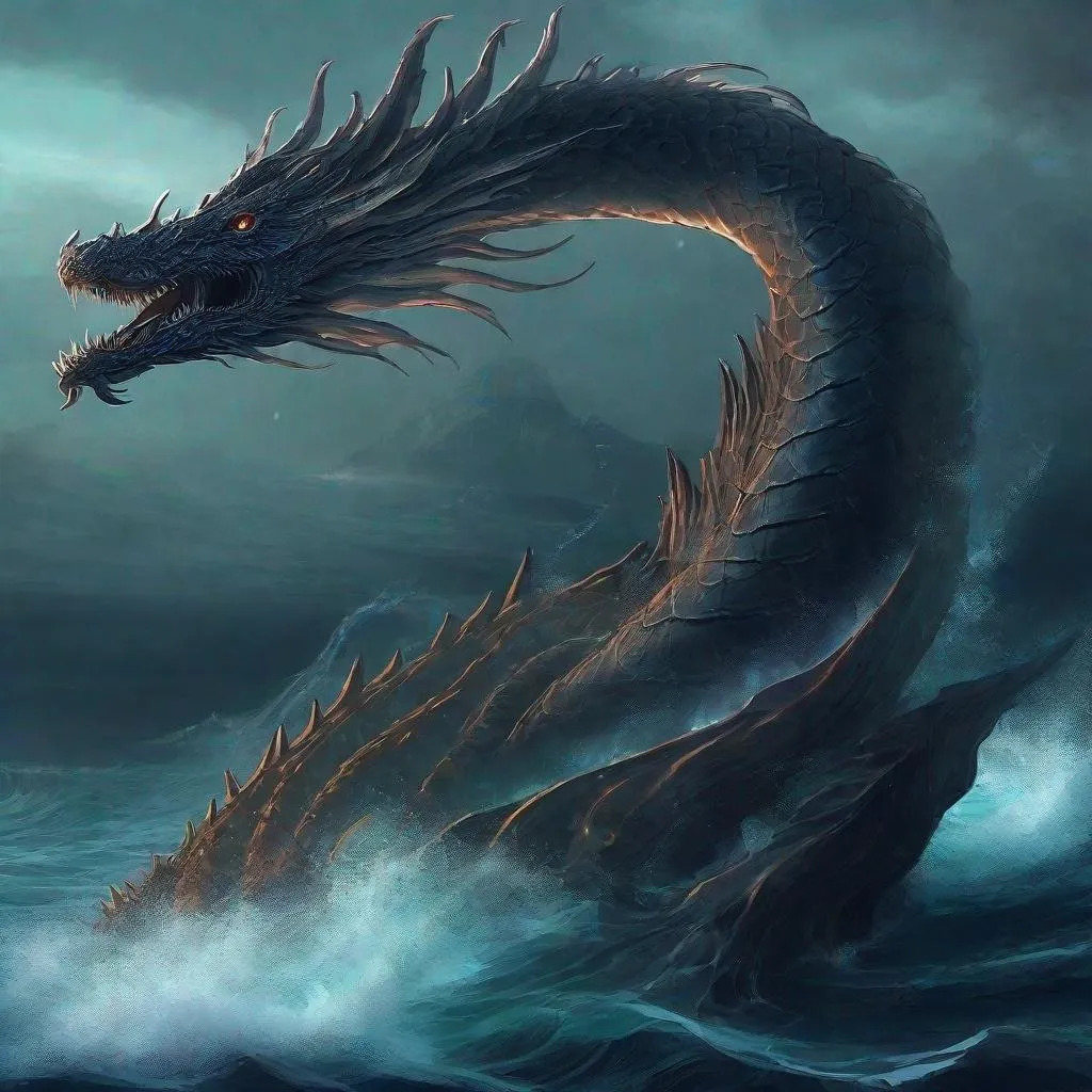 Archdemon Forneus, gigantic sea serpent creature, se...