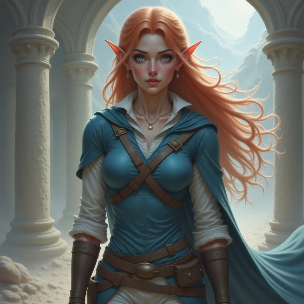 Prompt:  @63l77Q9TKZHKwYSGWDR2 cheveux roux, costume bleu foncé